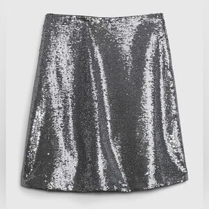Gap Silver Gray Lined Sequin Mini Skirt Size 10 Petite NEW with tags MSRP 69.95
